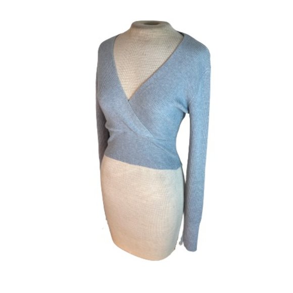 debut Sweaters - Debut Cross Front Sweater Cropped Light Blue M / L